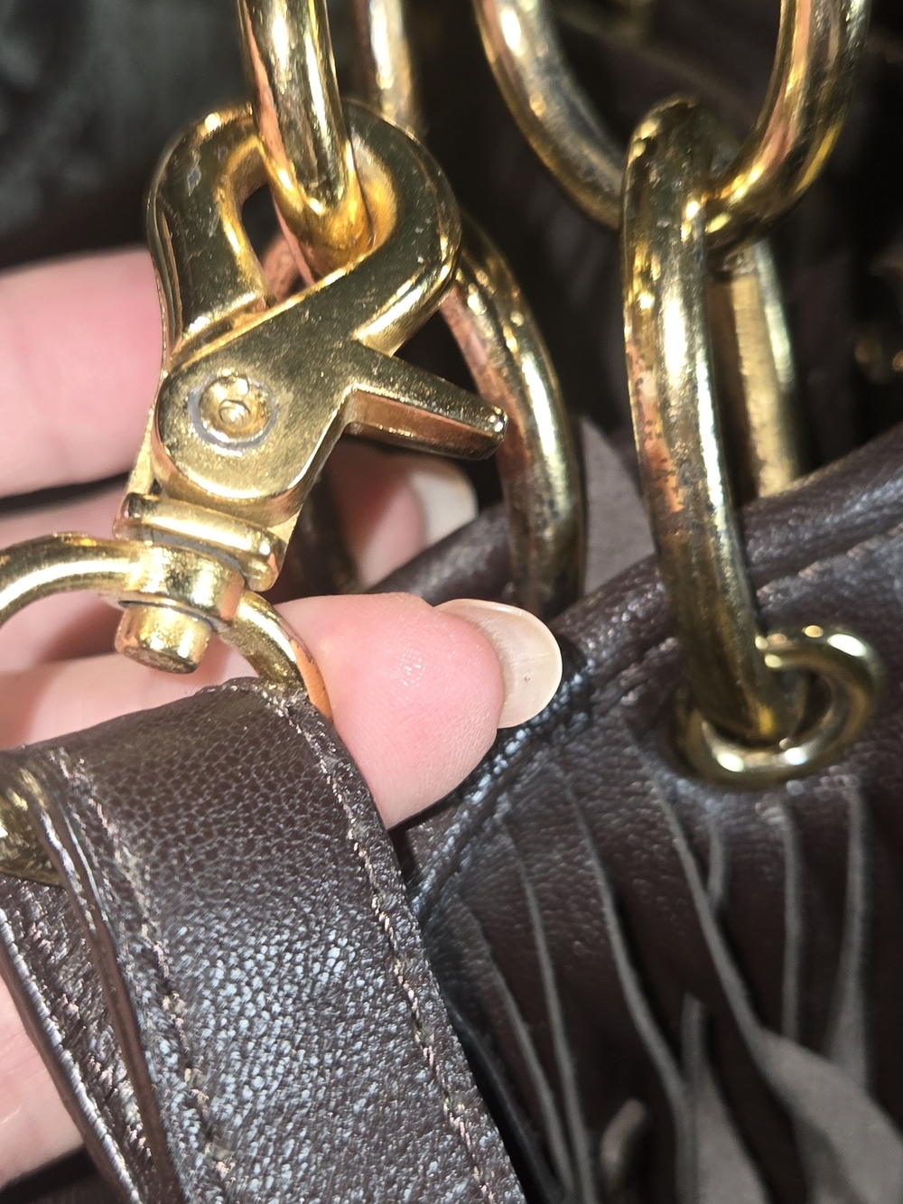 Zara Brown Fringed Tote with Gold Hardware - Picture 7 of 8